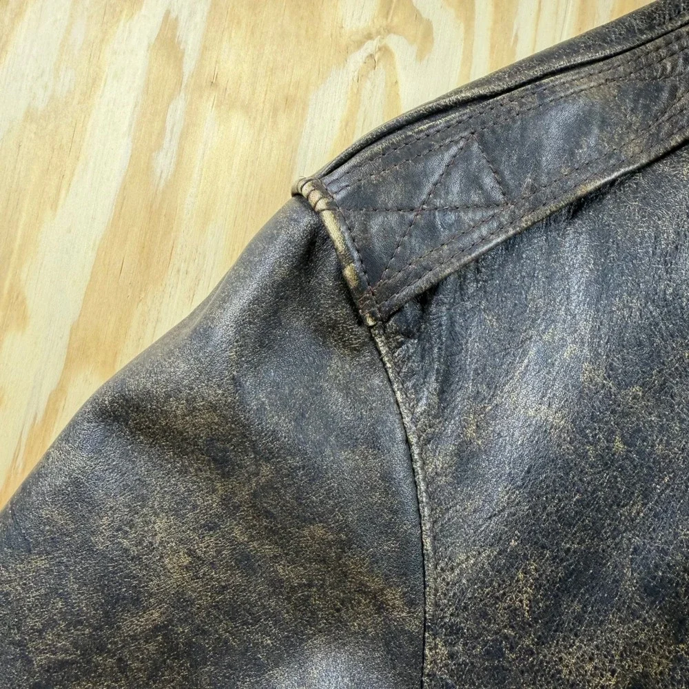 Vintage 80s Banana Republic Safari Leather Bomber Jacket Brown USA Men's Sz 40